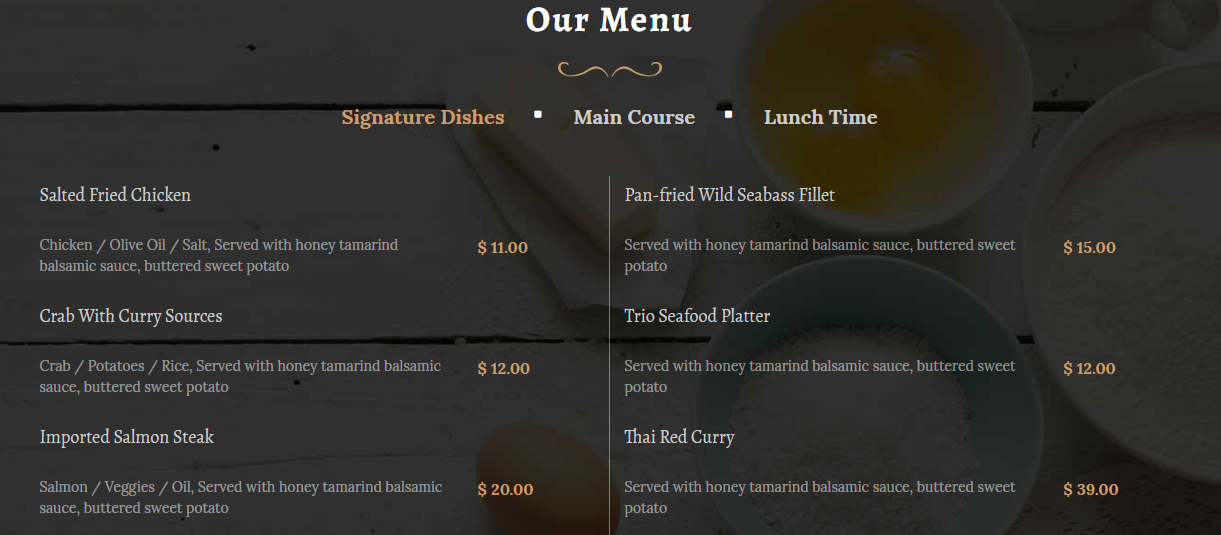 menu section