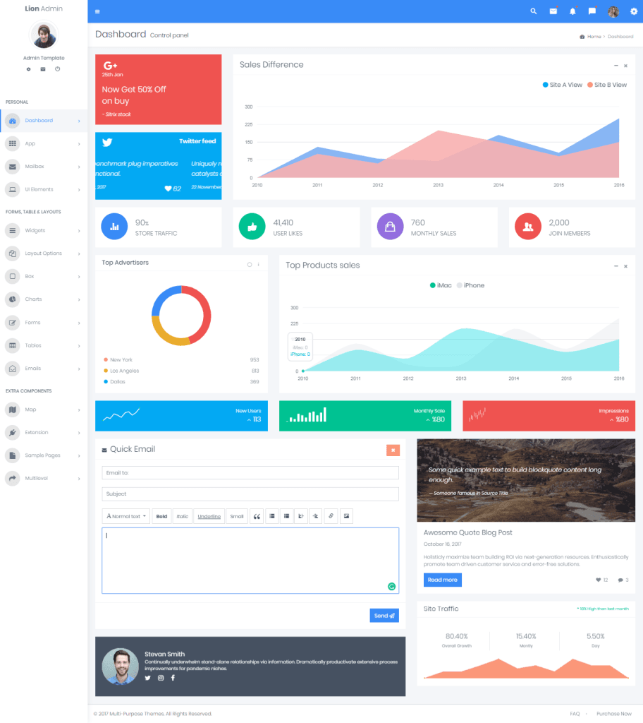 Lion - Responsive Bootstrap 4 Admin Dashboard