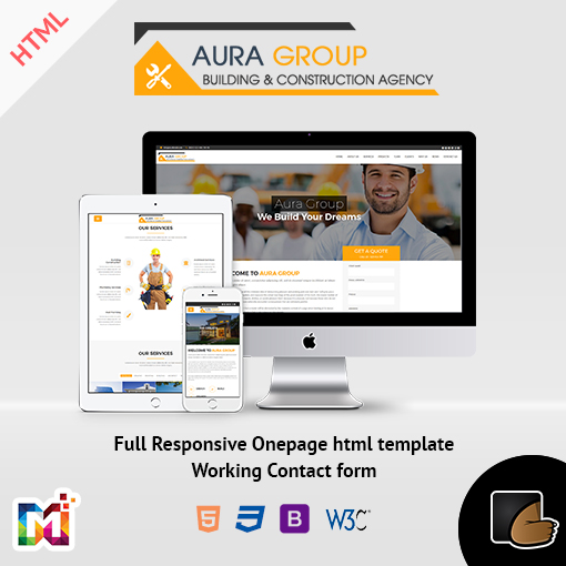 Aura – Construction Contractor Renovation Responsive HTML Template