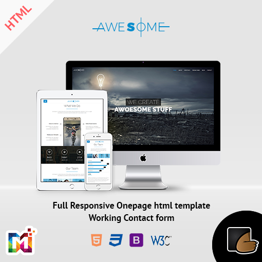 Awesome – Responsive Onepage Parallax HTML Template