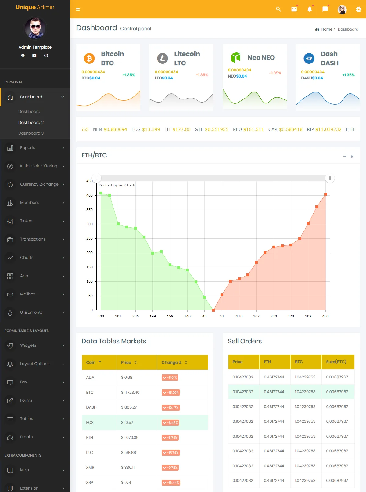 Crypto Admin Templates | ICO Admin Template | Crypto UI Kit