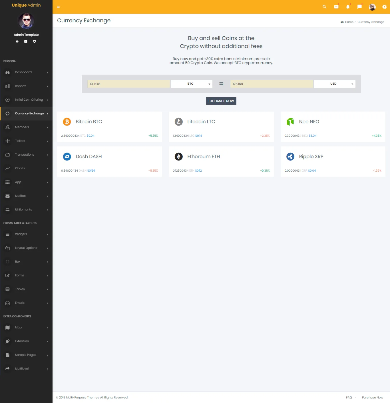 Crypto Admin Templates | ICO Admin Template | Crypto UI Kit