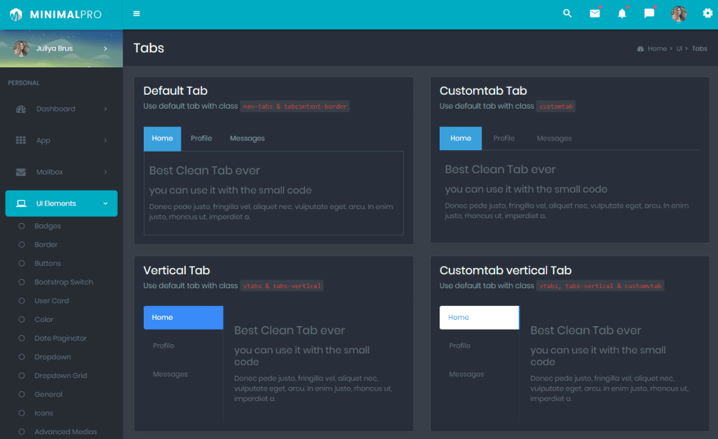 tabs - MultiPurpose Themes