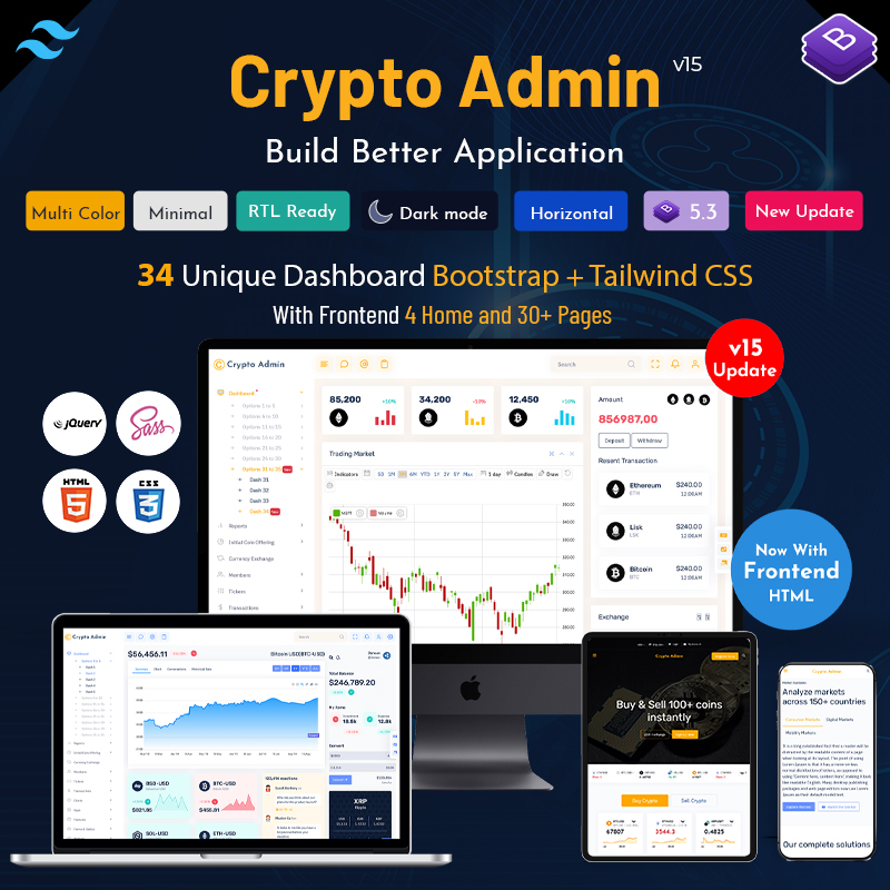 Crypto Admin Templates Bootstrap 5 And Tailwind CSS Dashboard