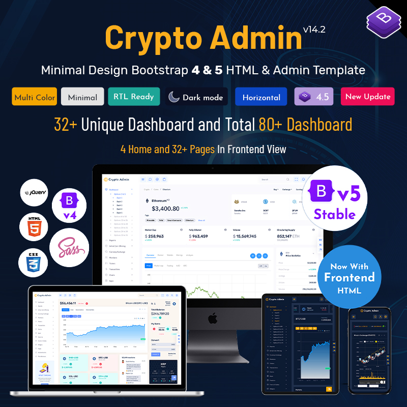 Crypto Admin Templates Bootstrap 5 Admin Dashboard UI Kit