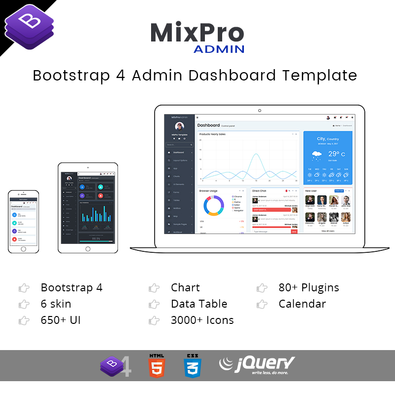 MixPro Bootstrap 4 Admin Templates