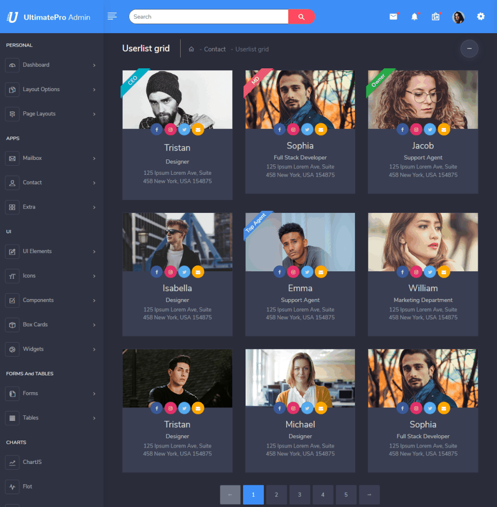 UltimatePro Dark Responsive Bootstrap Admin template