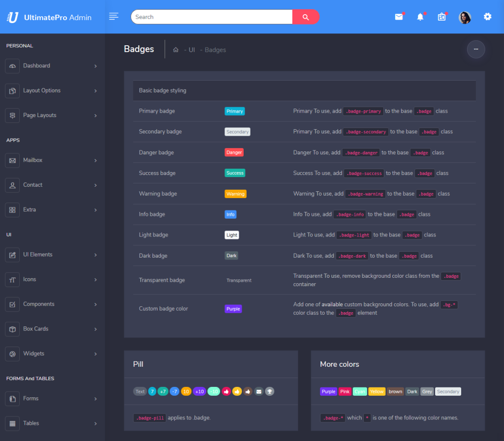 UltimatePro Dark Responsive Bootstrap Admin template