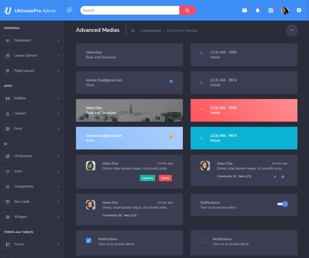 UltimatePro Dark Responsive Bootstrap Admin template