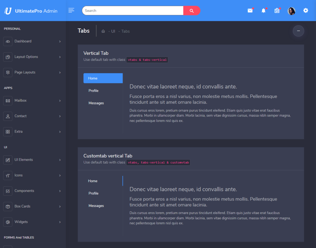 UltimatePro Dark Responsive Bootstrap Admin template