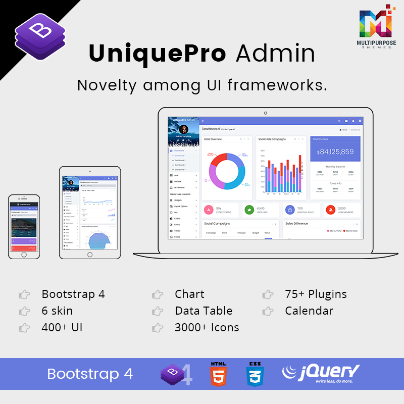 UniquePro Bootstrap 4 Admin Templates & Admin Dashboard