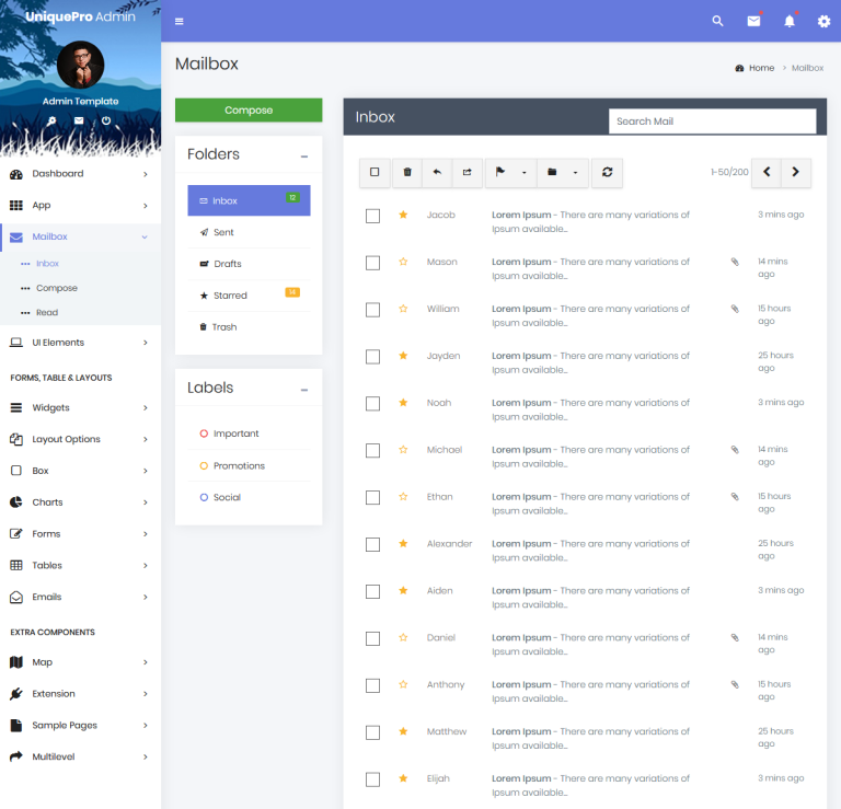 UniquePro - Premium Admin Templates