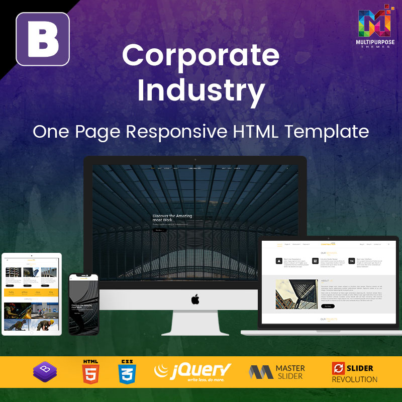 Corporate Industry – One Page Responsive HTML Template