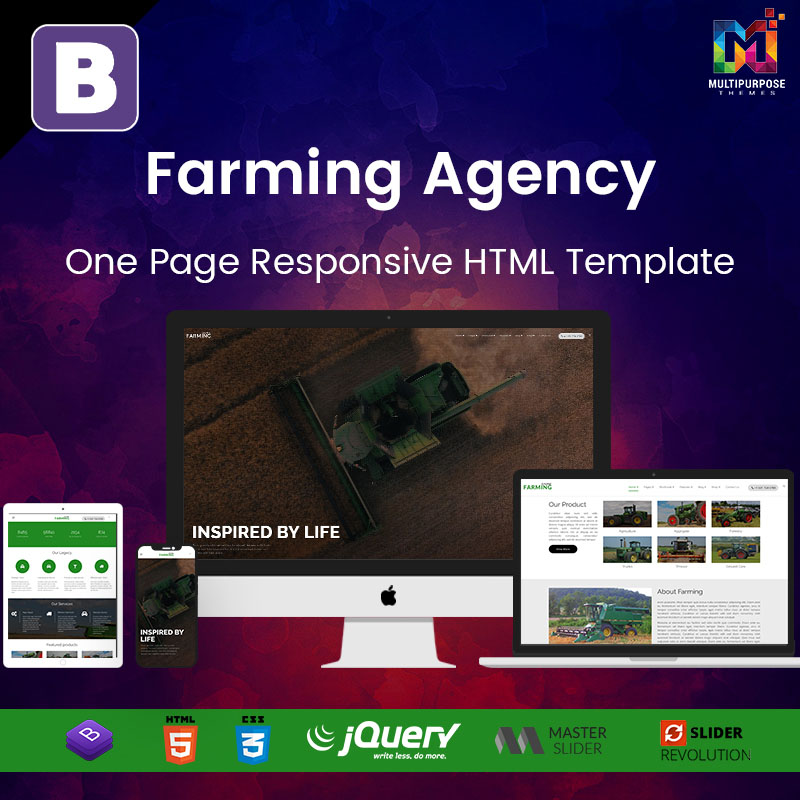 Farming Agency – One Page Responsive HTML Template