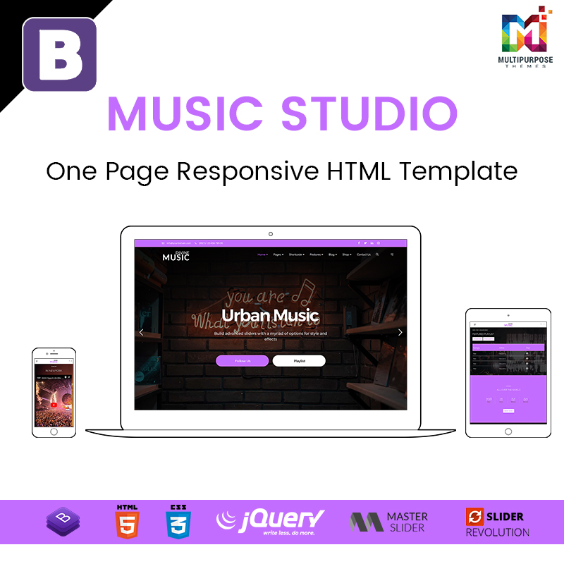 Music Studio – One Page Responsive HTML Template