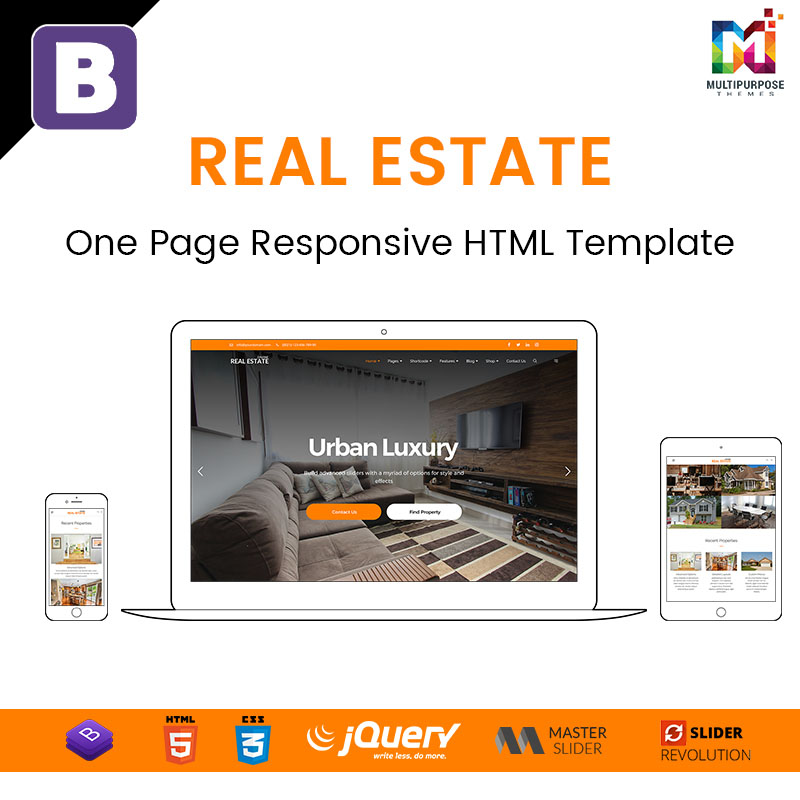 Real Estate – One Page Responsive HTML Template