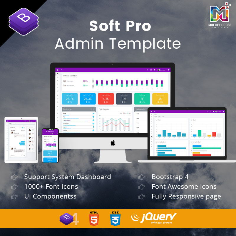 Soft Pro – Responsive Bootstrap 4 Admin Templates