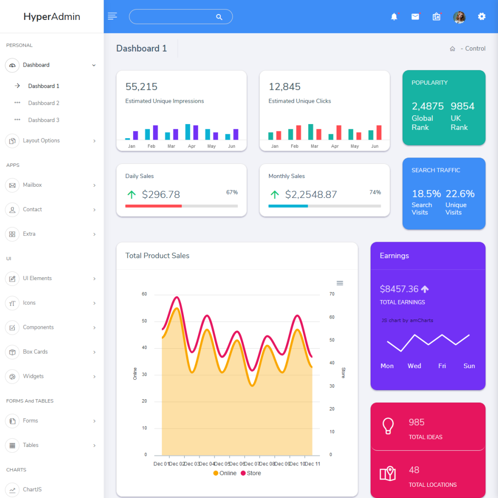 Hyper Dashboard Admin Templates for Multipurpose