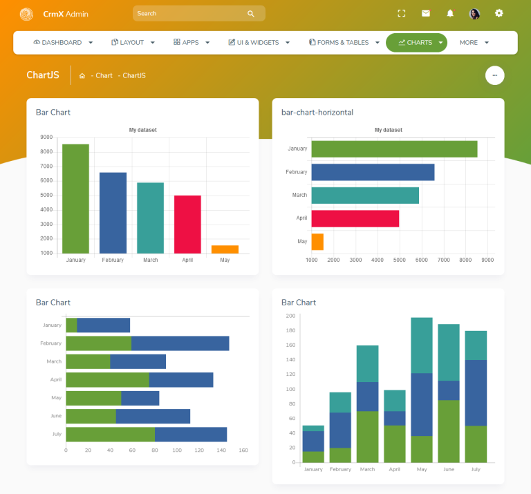 CrmX Horizontal Bootstrap Dashboard Admin Templates