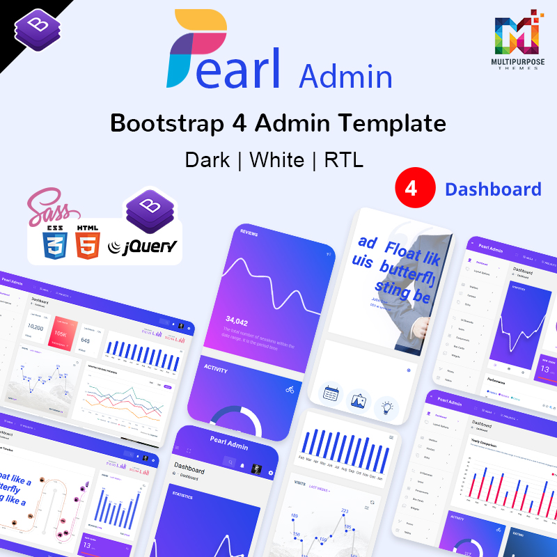 Pearl Bootstrap 4 Admin Template With Admin Theme