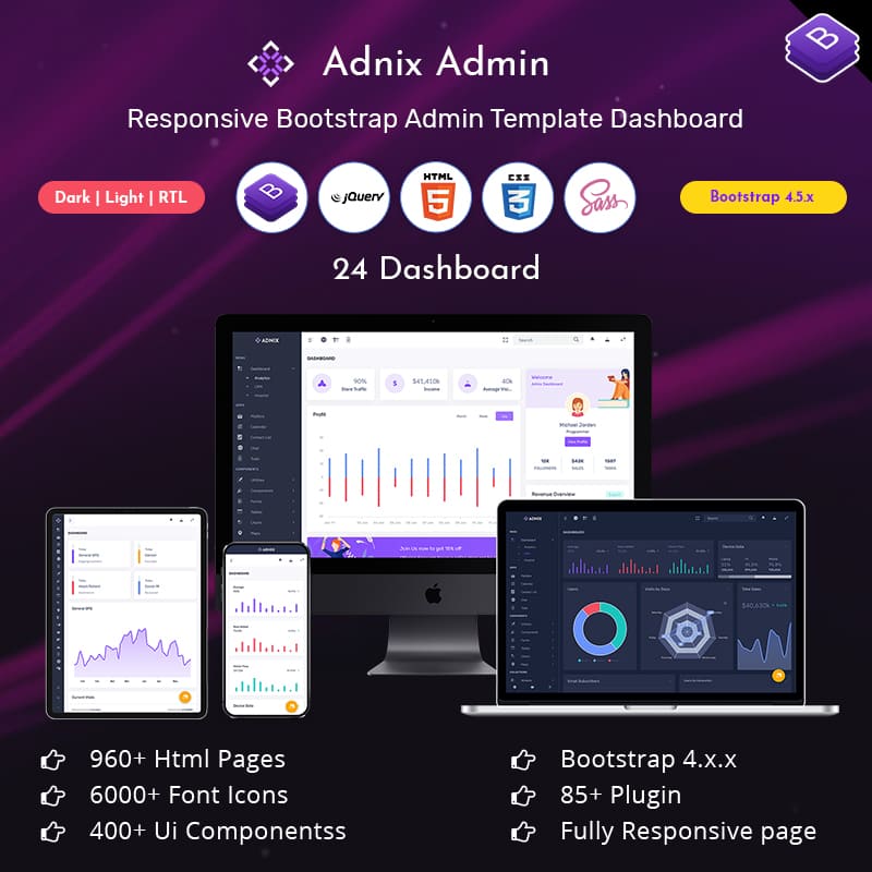 Adnix – Responsive Bootstrap 4 Admin Template Dashboard