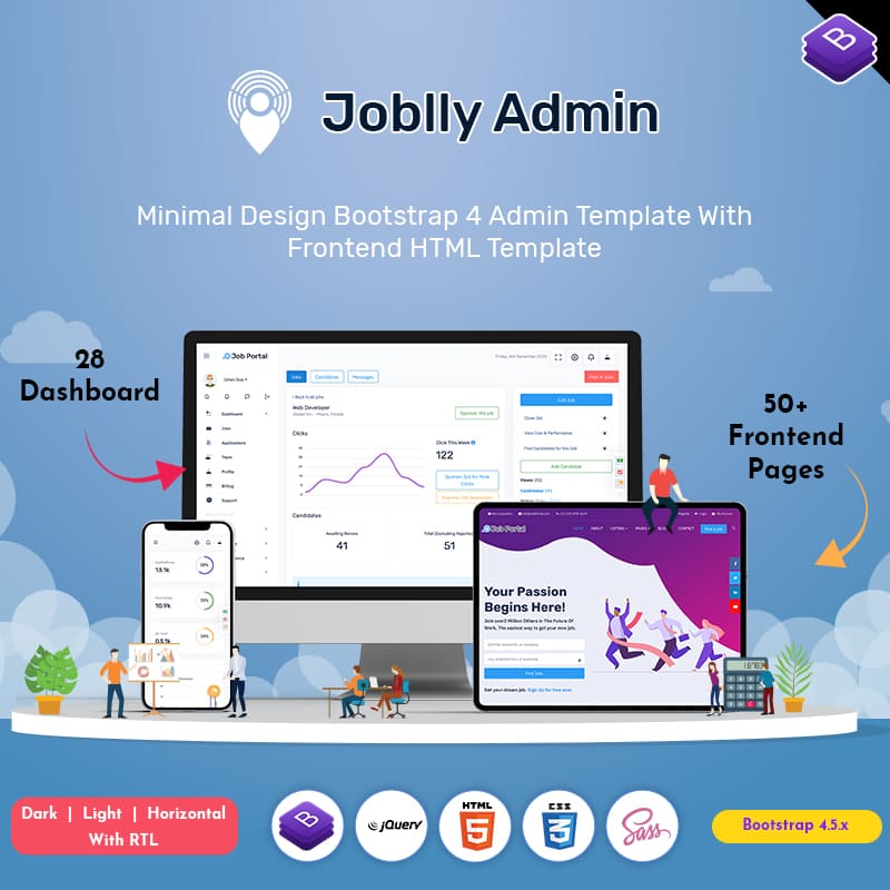 Joblly – Job Board HTML Template With Admin Panel Dashboard