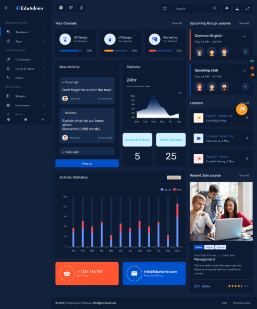 Eduadmin Dark LTR Responsive Bootstrap 5 Admin Templates