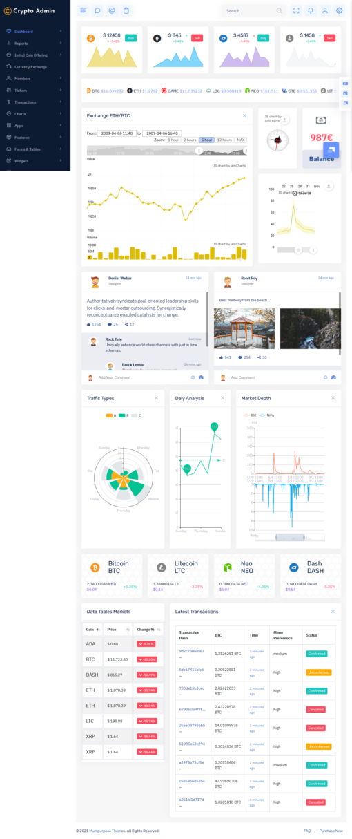 Crypto Light LTR Bootstrap 5 Admin Dashboard | Admin Panel
