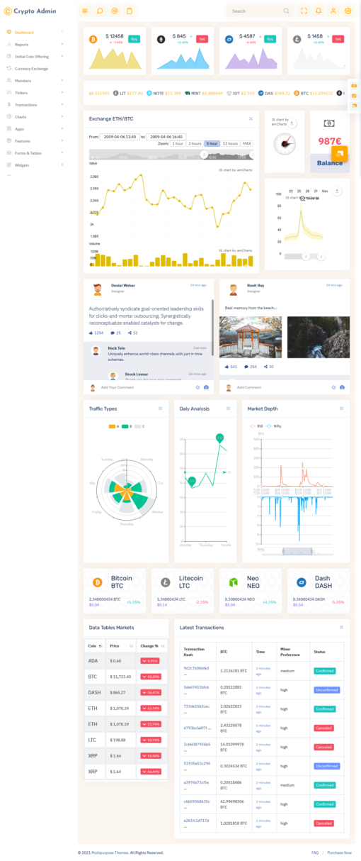 Crypto Light LTR Bootstrap Admin Web App & Admin Dashboard