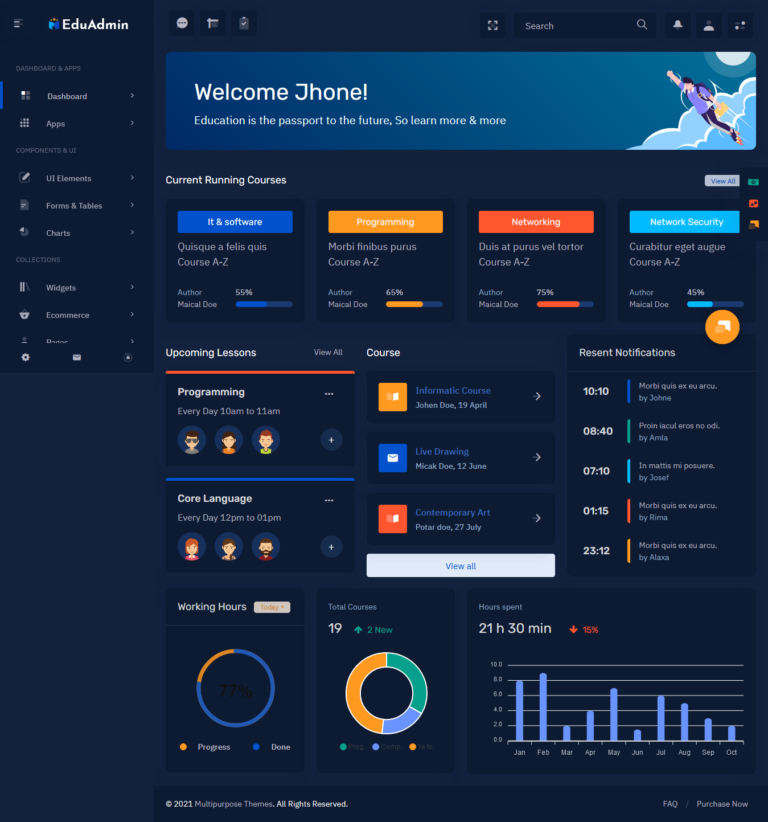 Eduadmin Dark LTR Responsive Bootstrap 5 Admin Template Dashboard