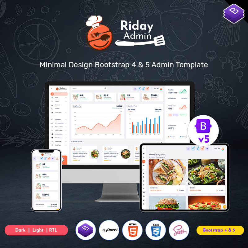 Restaurant Bootstrap 5 Admin Panel Dashboard Webapp