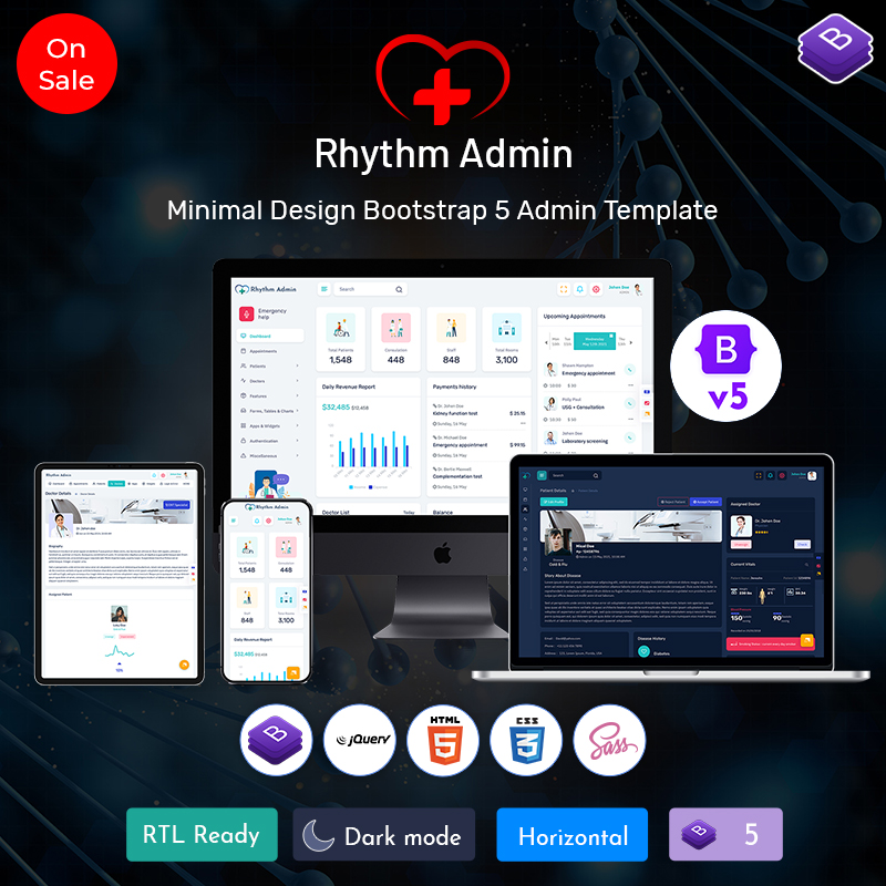 Medical Responsive Bootstrap 5 Admin Template Dashboard
