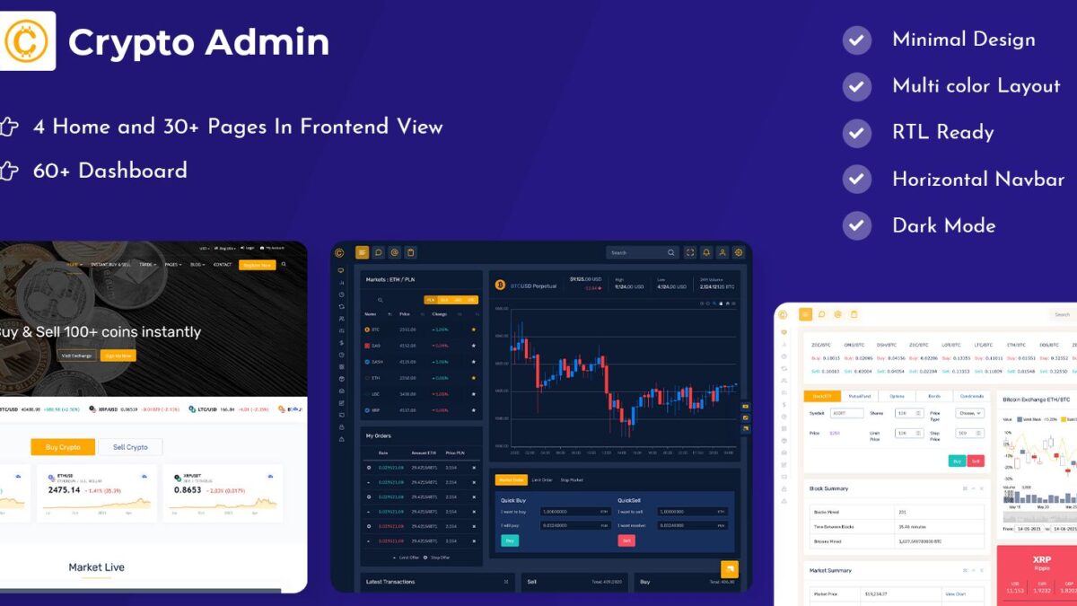 Cryptocurrency Dashboard Admin Template with ICO User Dashboard