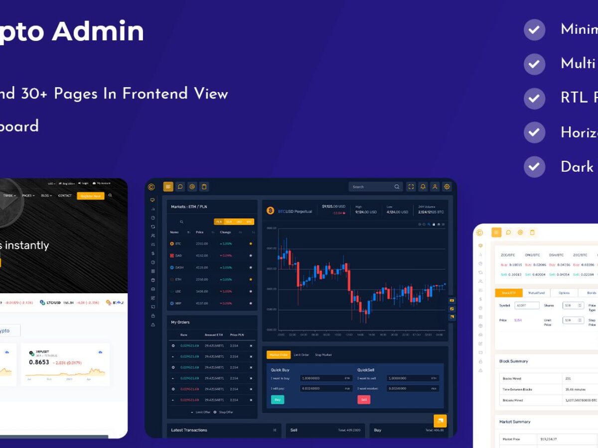 Cryptocurrency Dashboard Admin Template with ICO User Dashboard