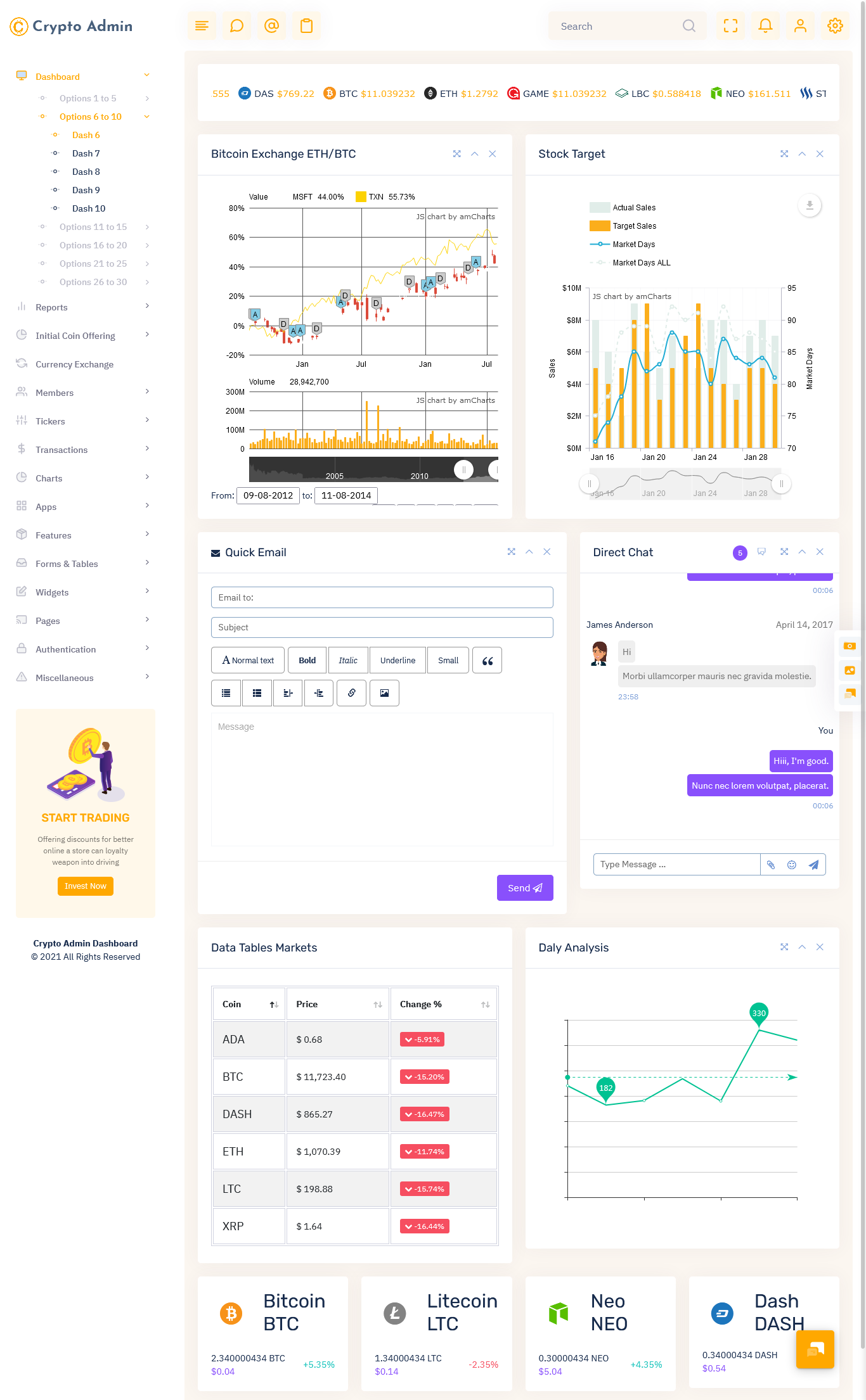 Cryptocurrency Dashboard Template