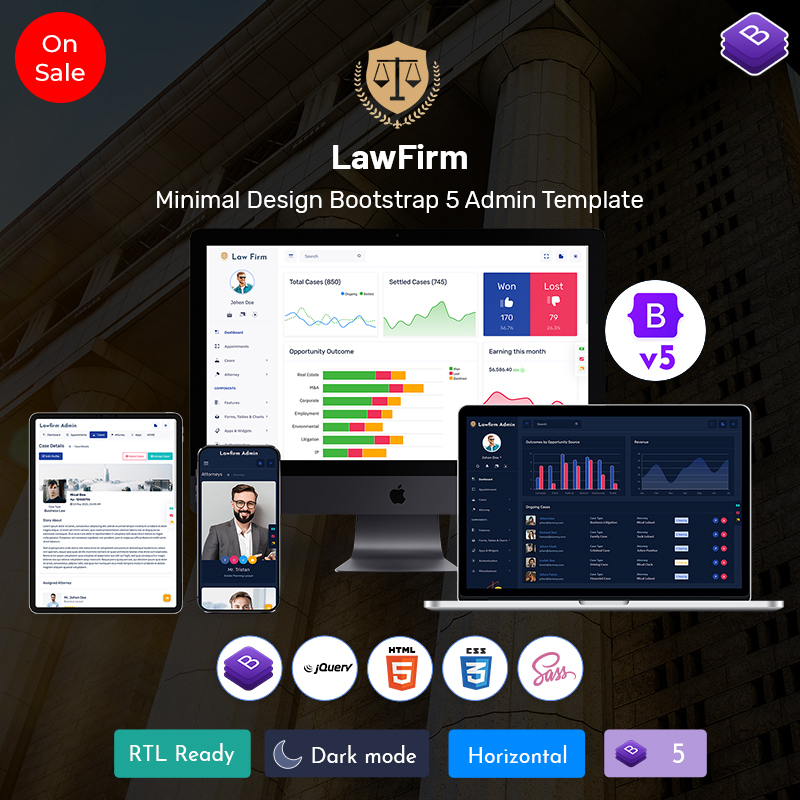 Lawfirm Responsive Bootstrap Admin Template