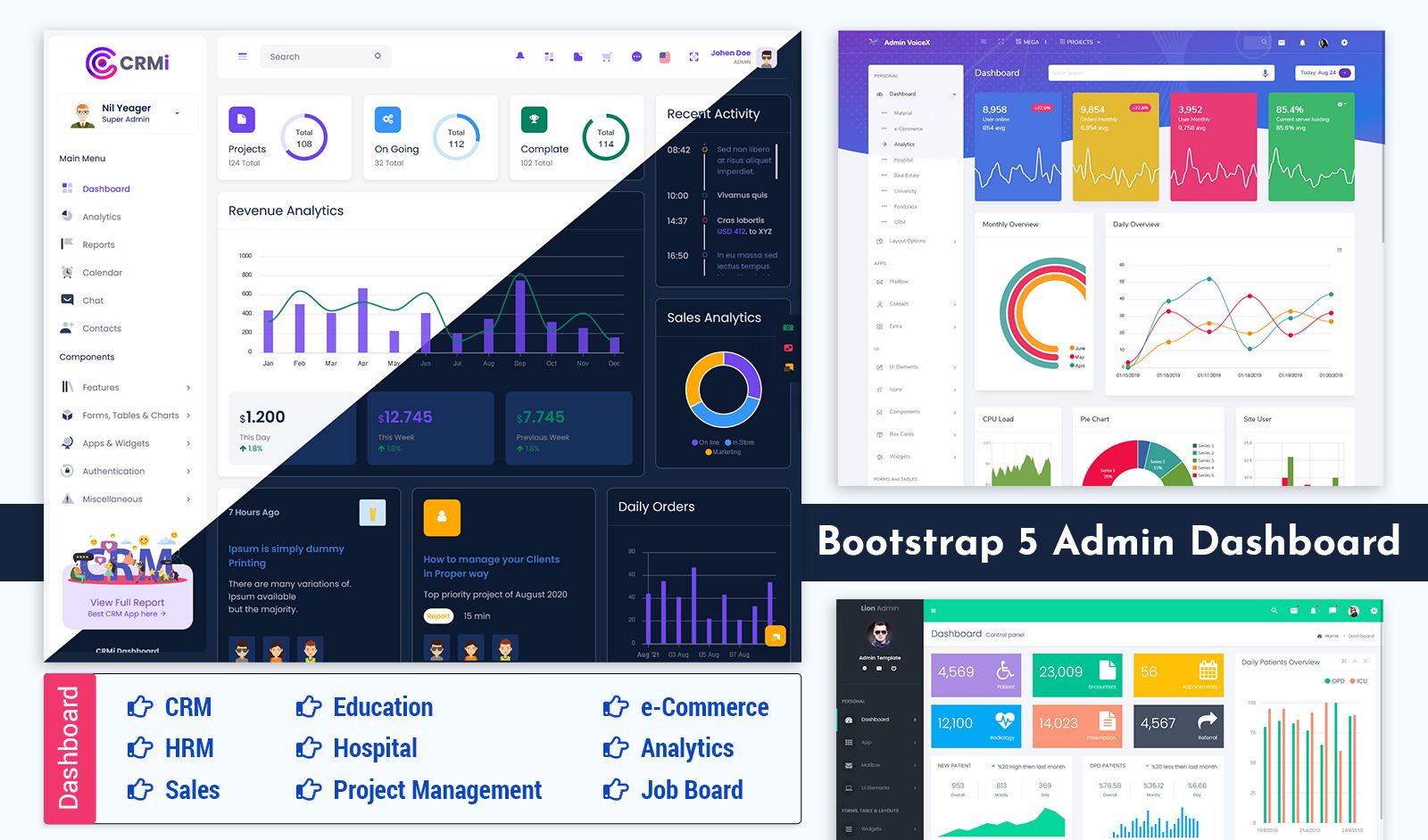 CRM Dashboard Bootstrap Admin Template with Admin Dashboard