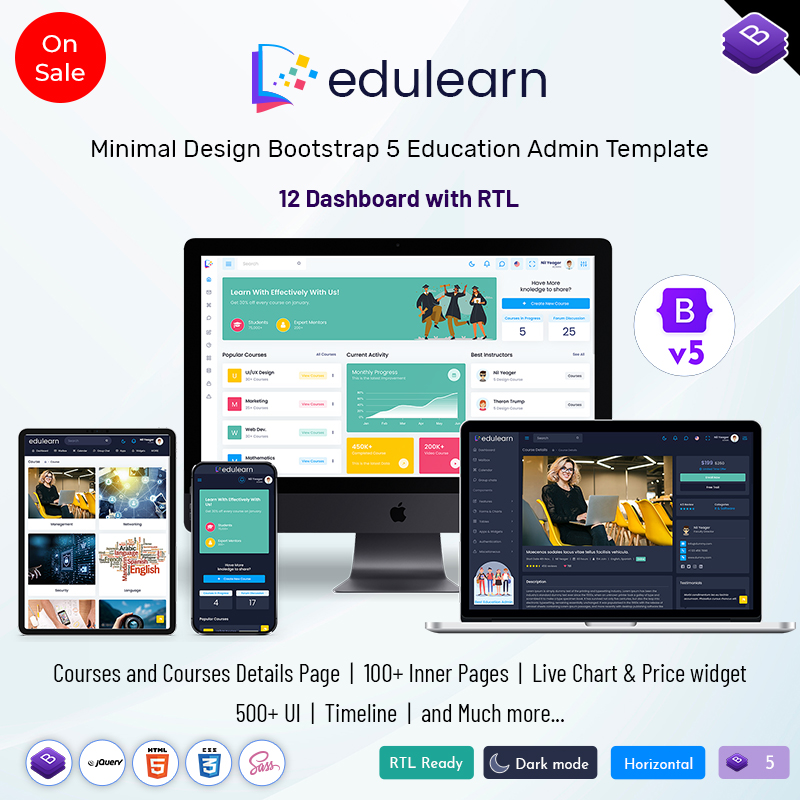 Education LMS Admin Template Bootstrap 5 Dashboard