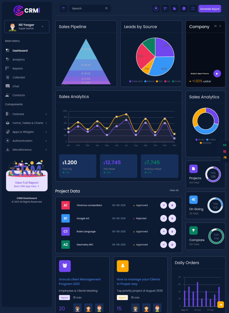 CRM Dashboard Bootstrap 5 Responsive Admin Dashboard Template