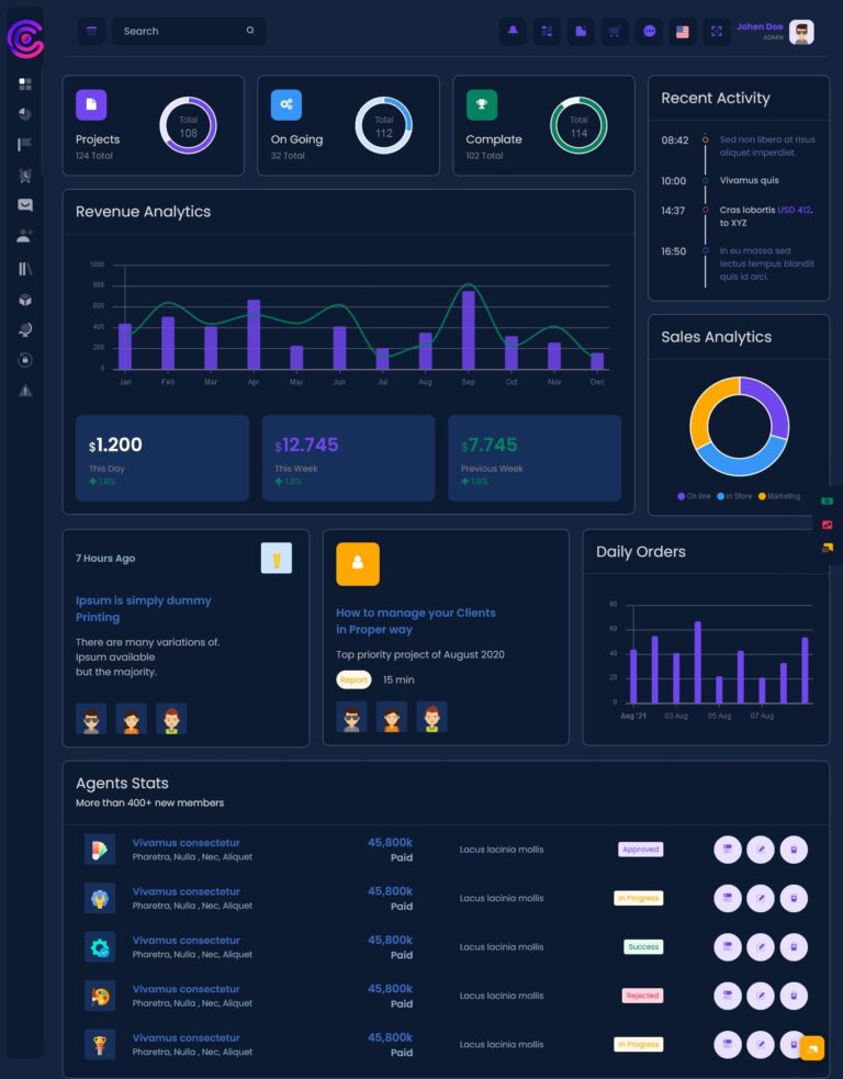 CRM Dashboard illustration Bootstrap 5 Admin Template with ui framework