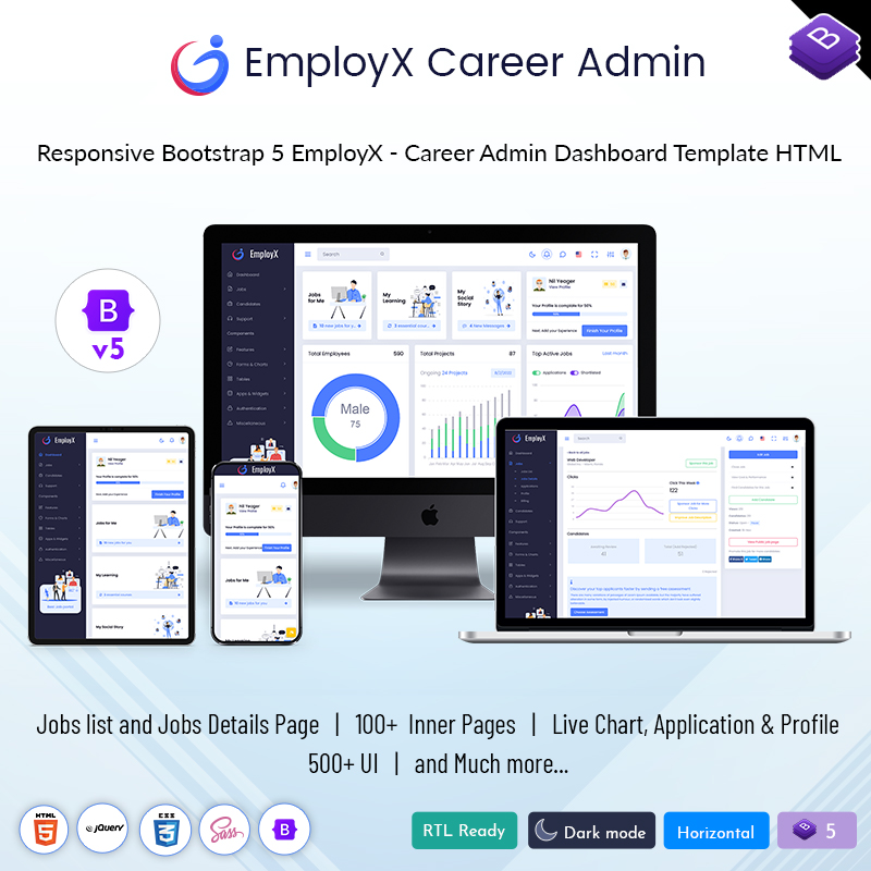 EmployX – Career Admin Dashboard Template HTML