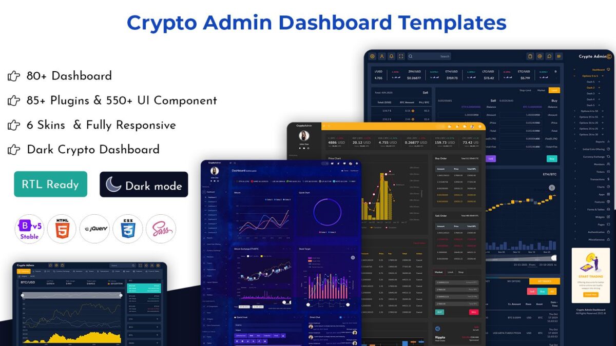 Cryptocurrency Dashboard UI UX with Stock market chart Dashboard