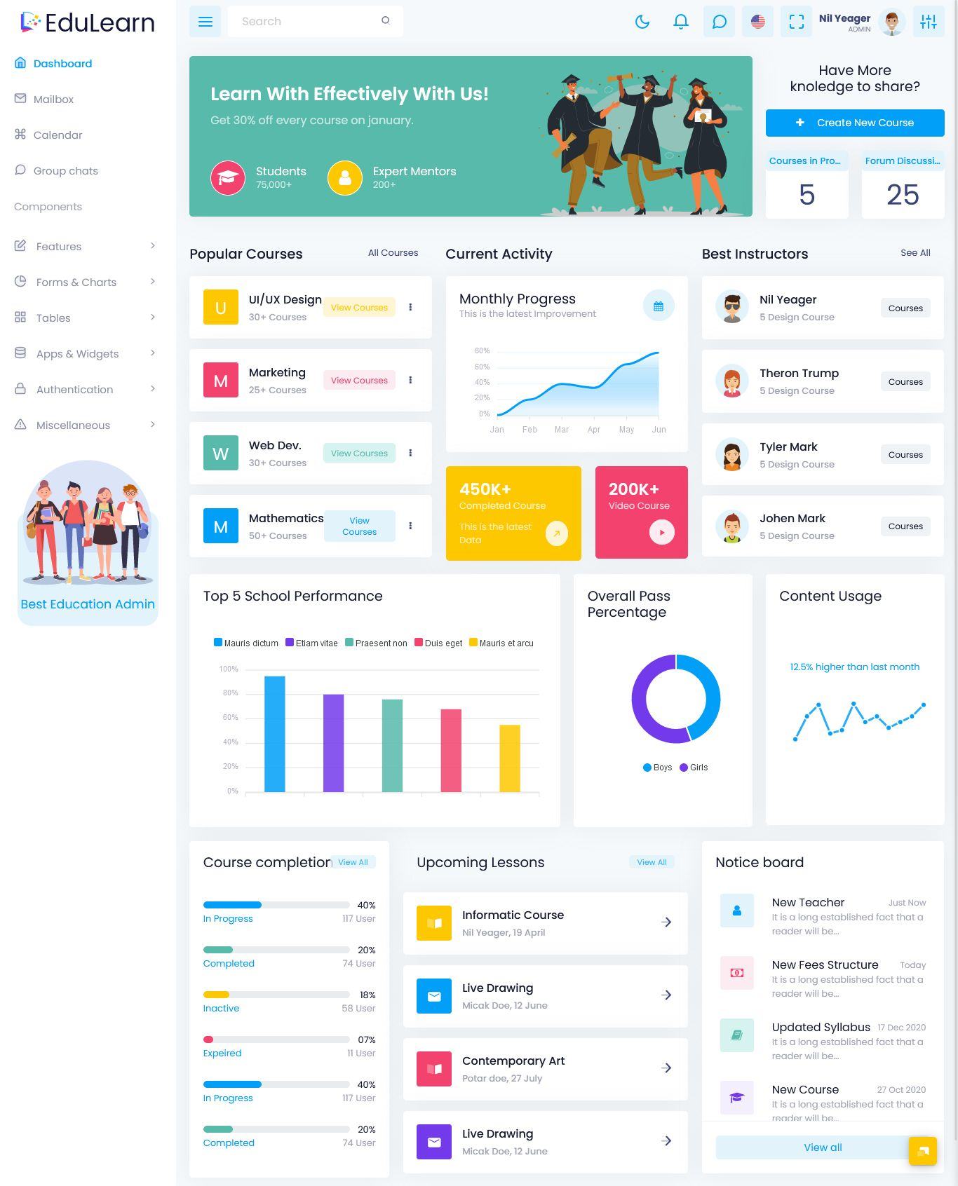 Education LMS Responsive Bootstrap 5 Admin Dashboard Template