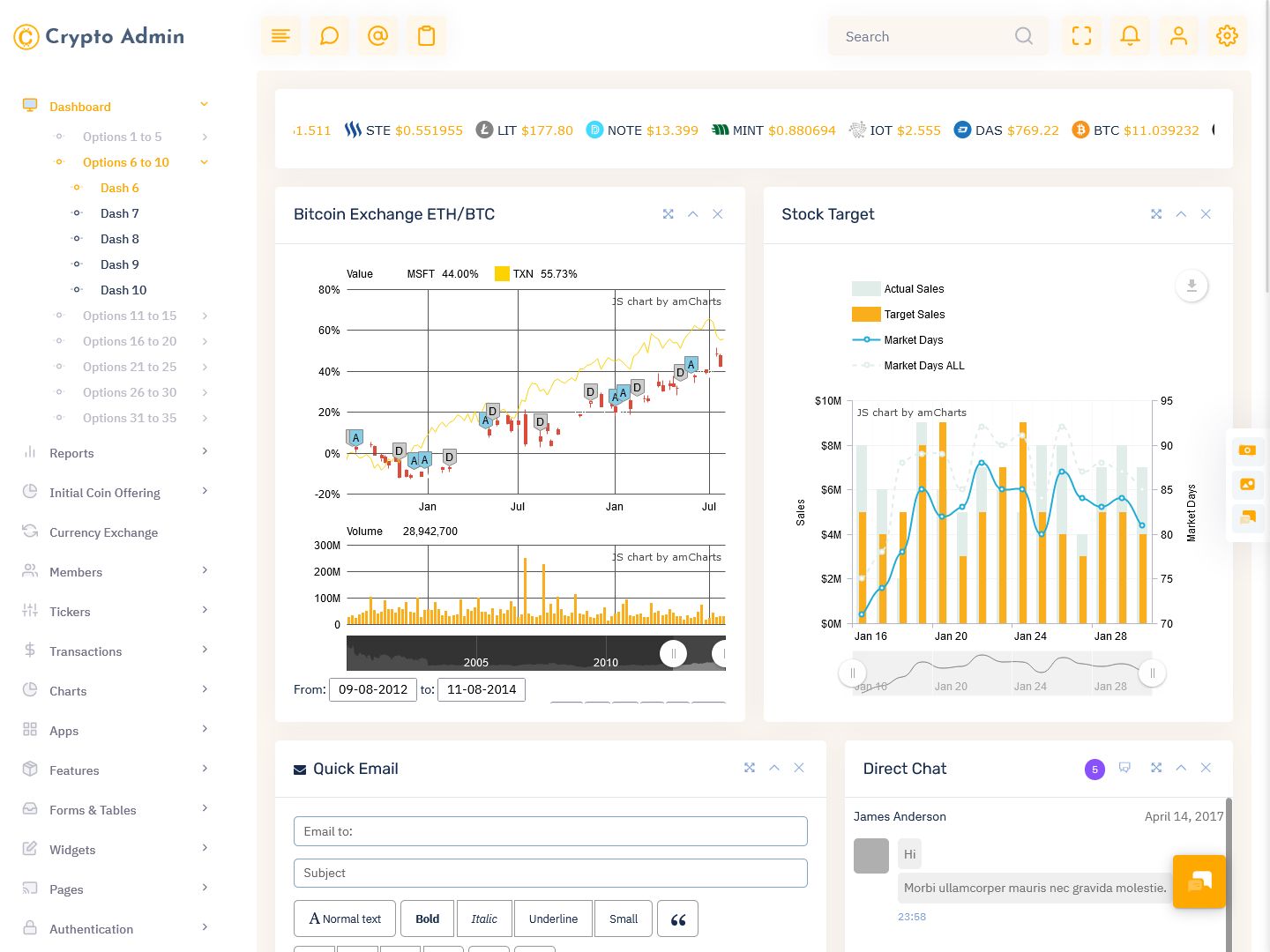 Cryptocurrency Admin Dashboard