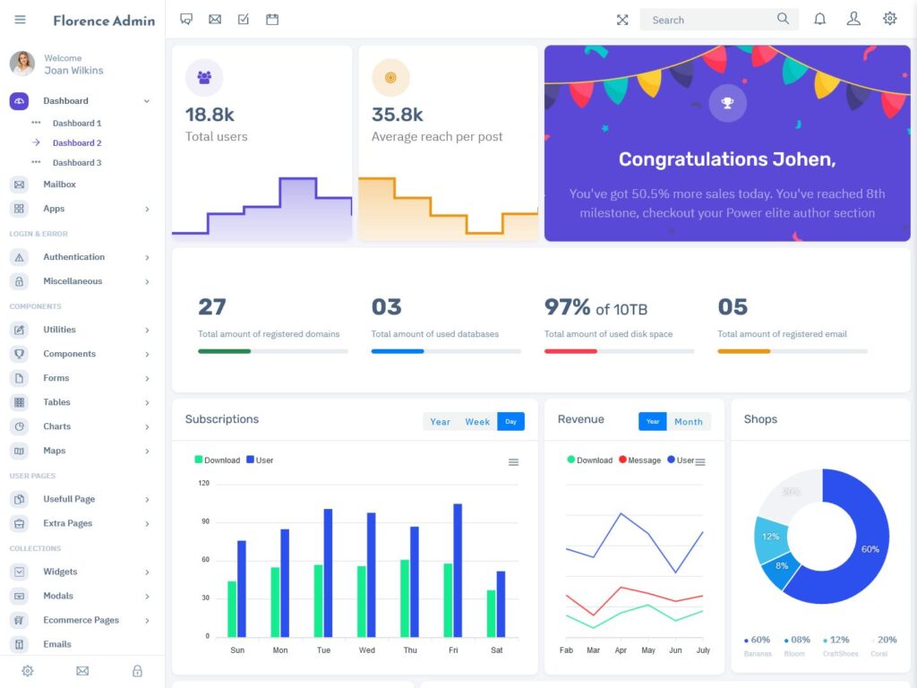 Florence - Responsive Bootstrap Admin Dashboard Template
