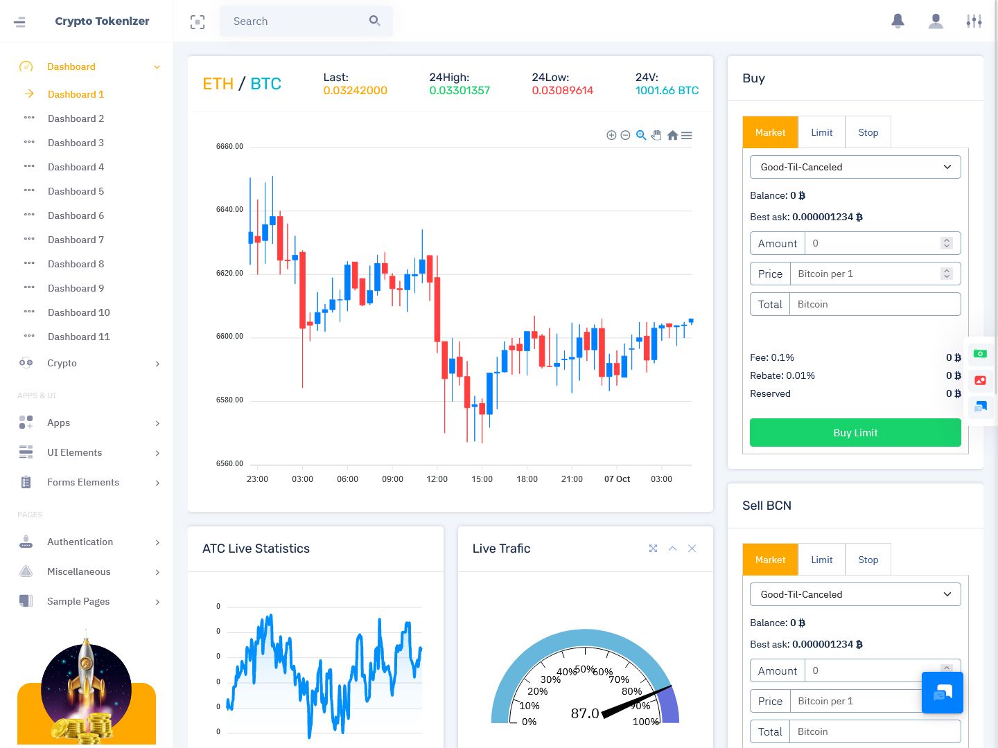 Cryptocurrency Admin Dashboard