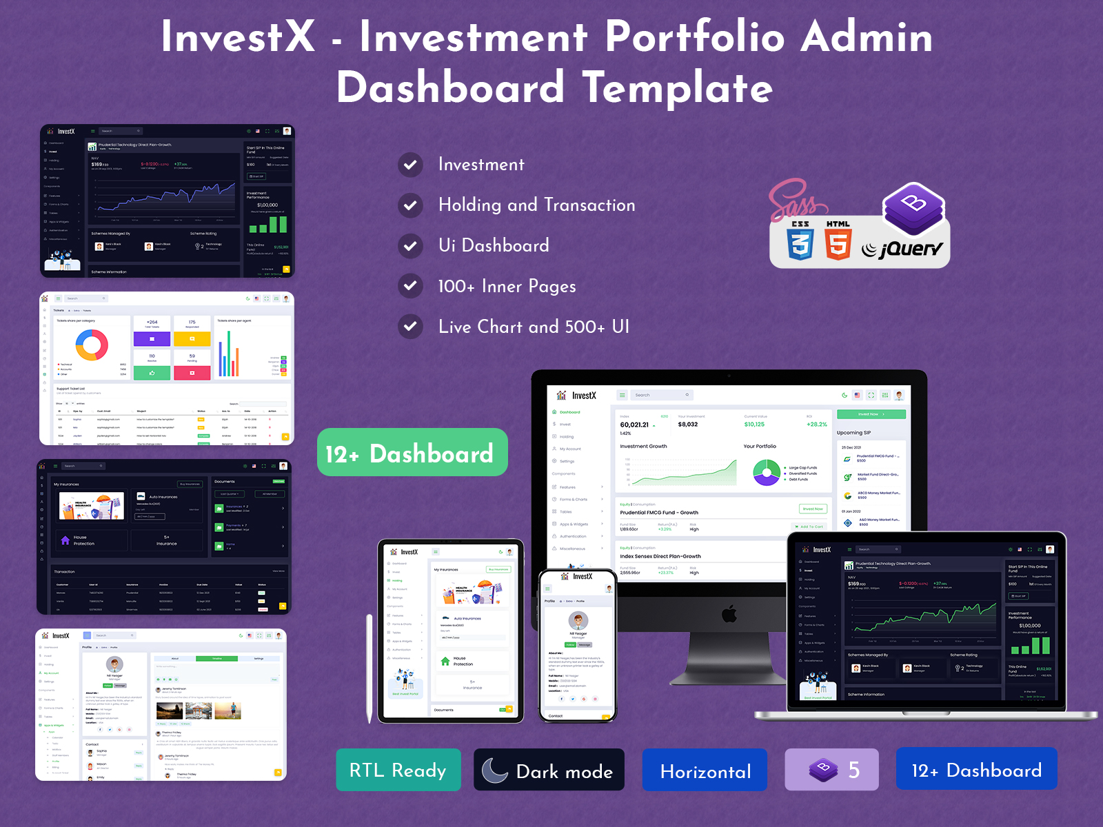 InvestX - Investment Portfolio Admin Dashboard Template