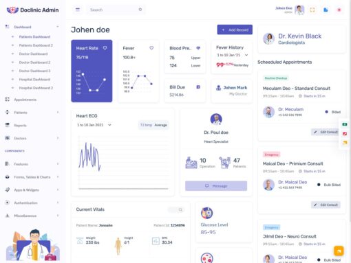 Different Examples Of Hospital Medical Admin Dashboard Template
