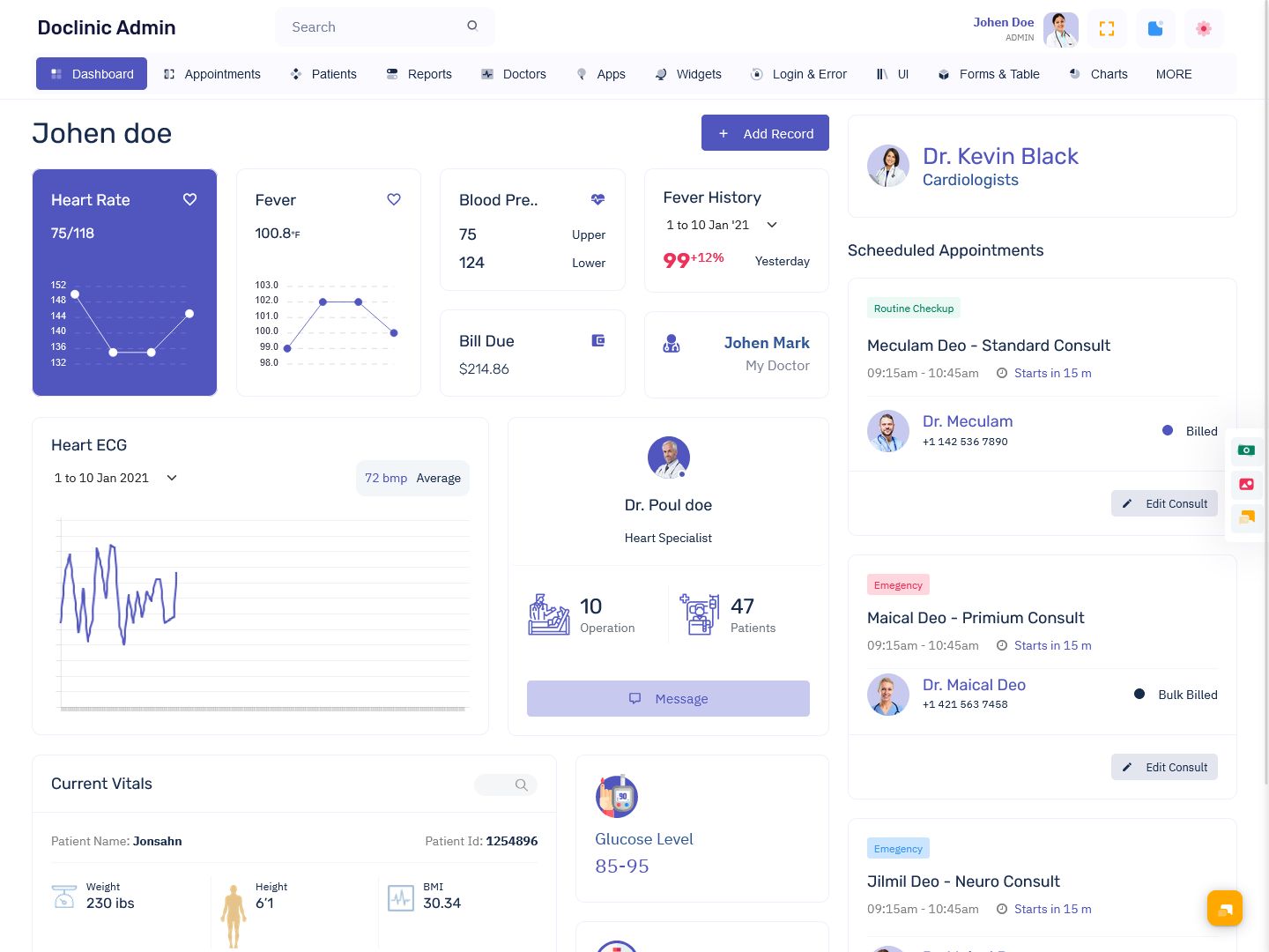 Medical Dashboard Admin Templates