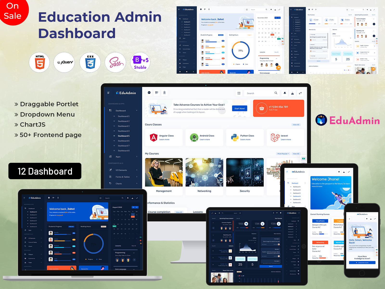 Education LMS Dashboard Admin Template